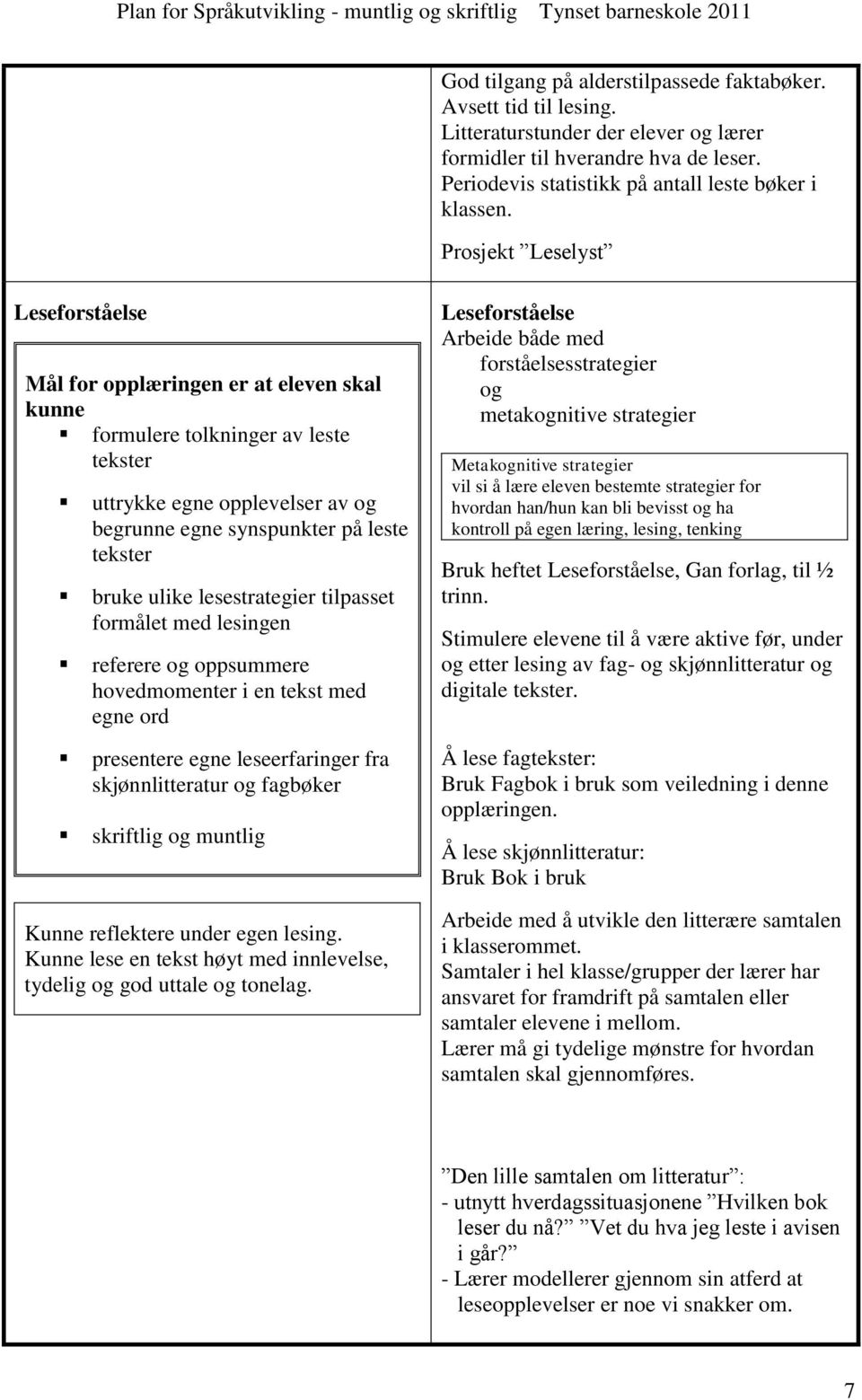 lesingen referere og oppsummere hovedmomenter i en tekst med egne ord presentere egne leseerfaringer fra skjønnlitteratur og fagbøker skriftlig og muntlig Kunne reflektere under egen lesing.