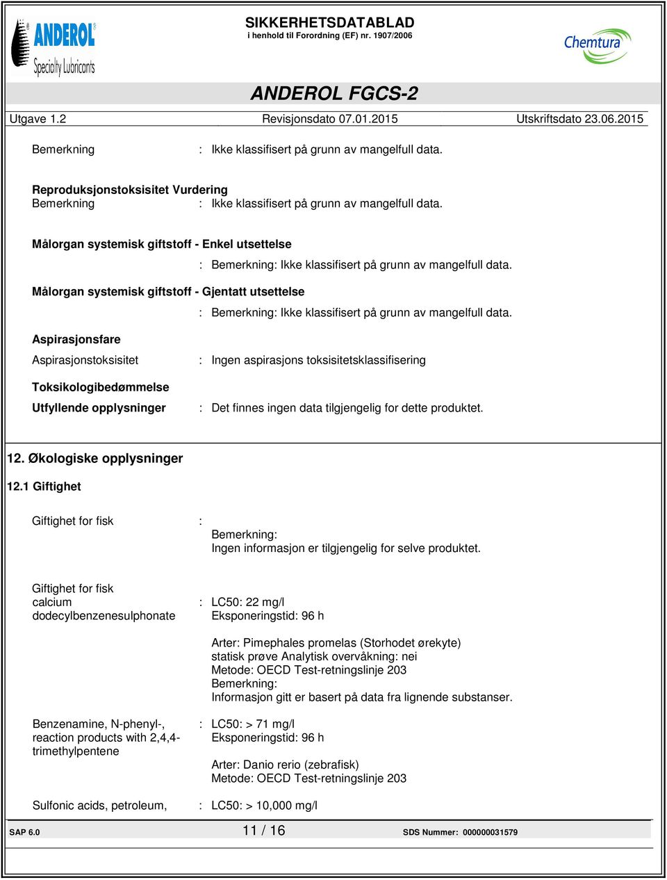 Målorgan systemisk giftstoff - Gjentatt utsettelse : Bemerkning: Ikke klassifisert på grunn av mangelfull data.