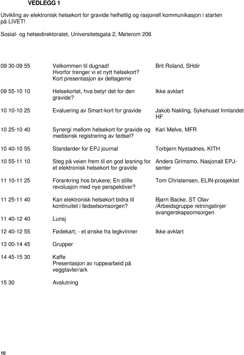 Kort presentasjon av deltagerne 09 55-10 10 Helsekortet, hva betyr det for den gravide?