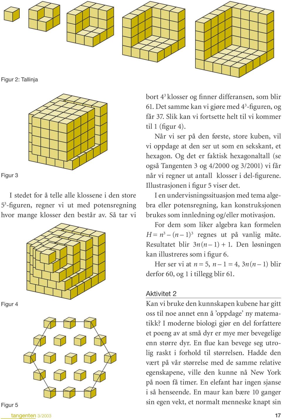 Når vi ser på den første, store kuben, vil vi oppdage at den ser ut som en sekskant, et hexagon.