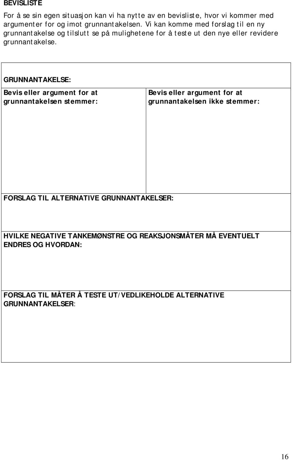 GRUNNANTAKELSE: Bevis eller argument for at grunnantakelsen stemmer: Bevis eller argument for at grunnantakelsen ikke stemmer: FORSLAG TIL