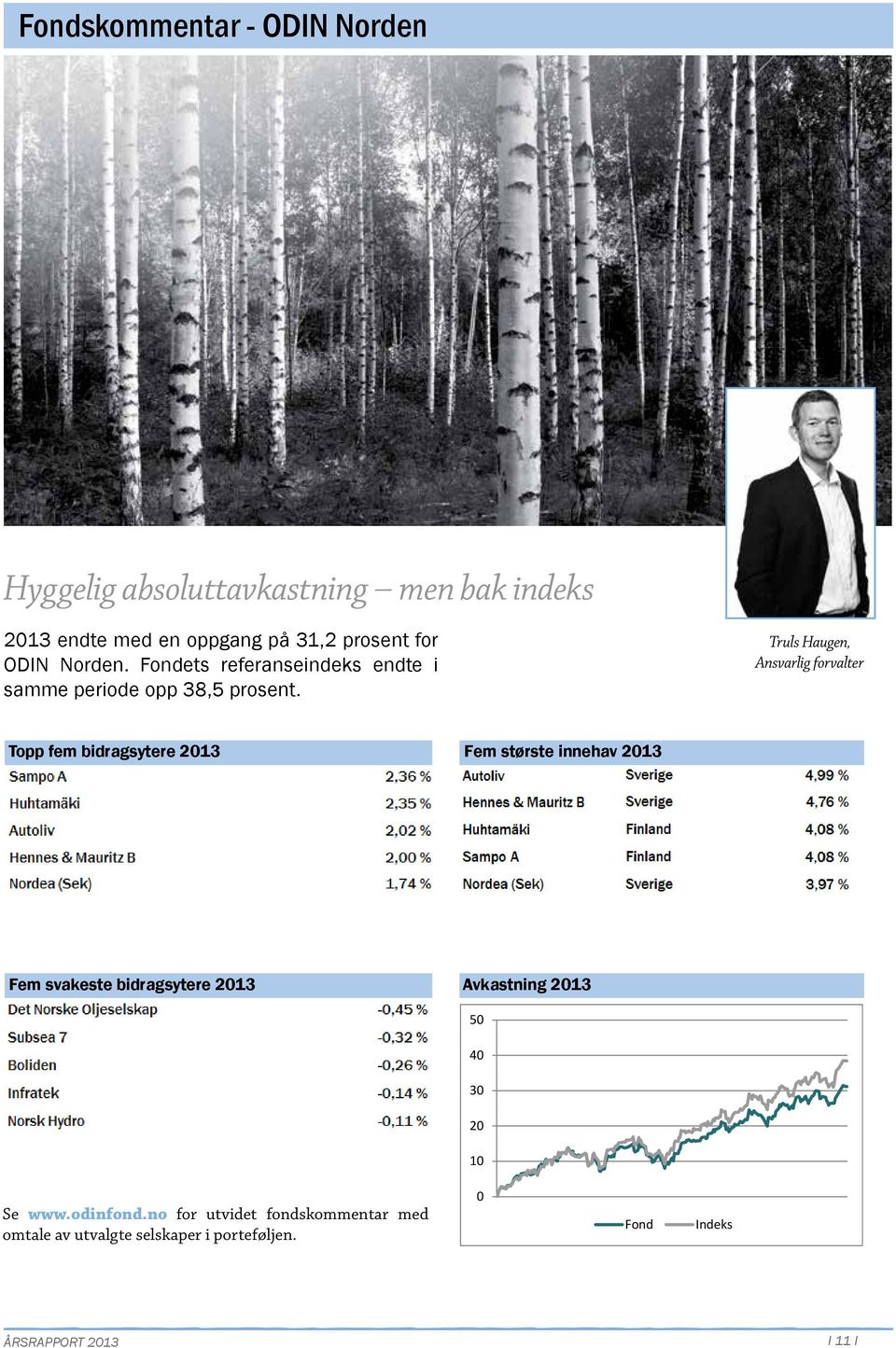 Truls Haugen, Ansvarlig forvalter Topp fem bidragsytere 213 Fem største innehav 213 Fem svakeste bidragsytere 213