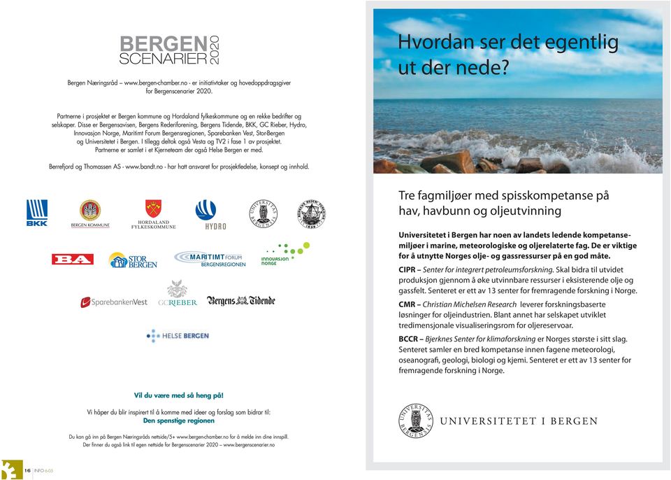 Disse er Bergensavisen, Bergens Rederiforening, Bergens Tidende, BKK, GC Rieber, Hydro, Innovasjon Norge, Maritimt Forum Bergensregionen, Sparebanken Vest, Stor-Bergen og Universitetet i Bergen.