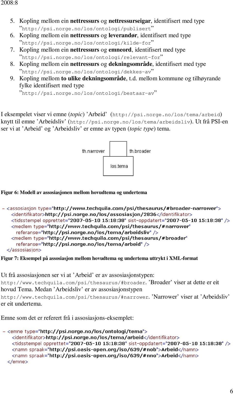 Kopling mellom ein nettressurs og dekningsområde, identifisert med type http://psi.norge.no/los/ontologi/dekkes-av 9. Kopling mellom to ulike dekningsområde, t.d. mellom kommune og tilhøyrande fylke identifisert med type http://psi.