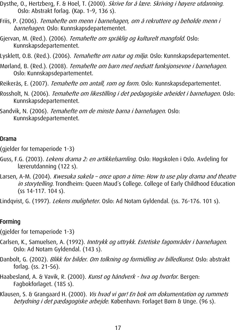 Oslo: Kunnskapsdepartementet. Lysklett, O.B. (Red.). (2006). Temahefte om natur og miljø. Oslo: Kunnskapsdepartementet. Mørland, B. (Red.). (2008).