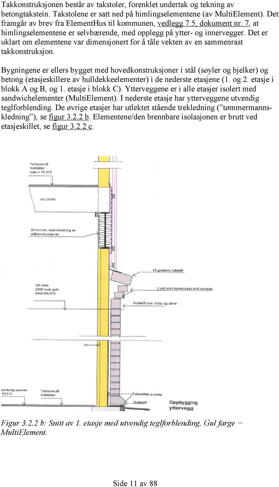 Det er uklart om elementene var dimensjonert for å tåle vekten av en sammenrast takkonstruksjon.