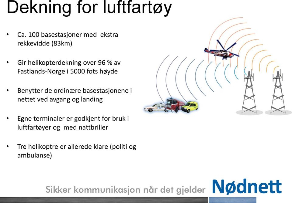 Fastlands-Norge i 5000 fots høyde Benytter de ordinære basestasjonene i nettet ved