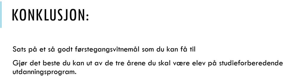 Gjør det beste du kan ut av de tre årene