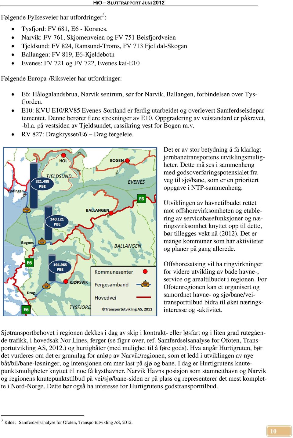 Europa-/Riksveier har utfordringer: E6: Hålogalandsbrua, Narvik sentrum, sør for Narvik, Ballangen, forbindelsen over Tysfjorden.