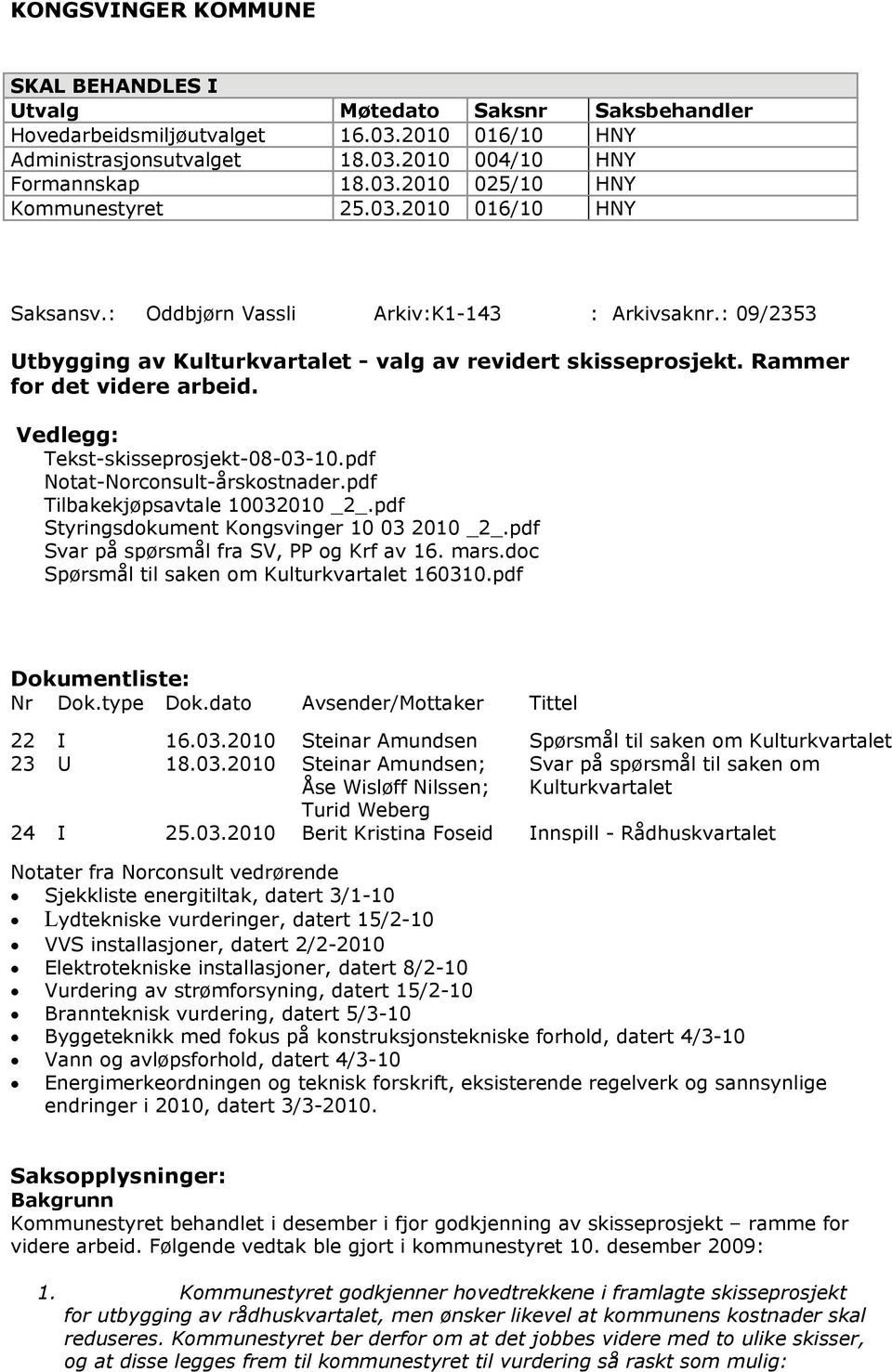 Vedlegg: Tekst-skisseprosjekt-08-03-10.pdf Notat-Norconsult-årskostnader.pdf Tilbakekjøpsavtale 10032010 _2_.pdf Styringsdokument Kongsvinger 10 03 2010 _2_.