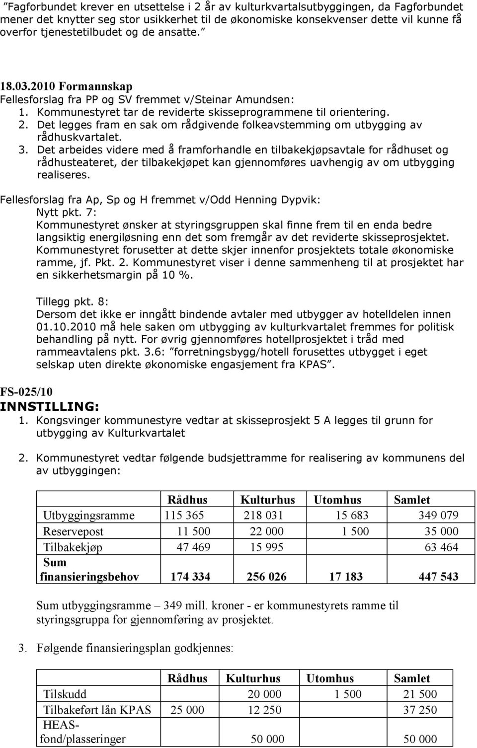 Det legges fram en sak om rådgivende folkeavstemming om utbygging av rådhuskvartalet. 3.