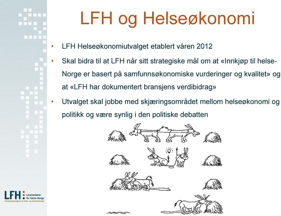 vurderinger og kvalitet» og at «LFH har dokumentert bransjens verdibidrag» Utvalget skal