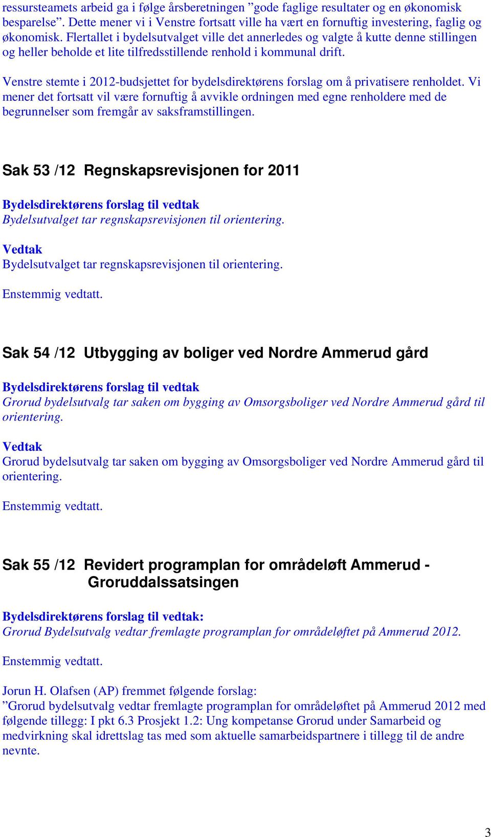 Venstre stemte i 2012-budsjettet for bydelsdirektørens forslag om å privatisere renholdet.