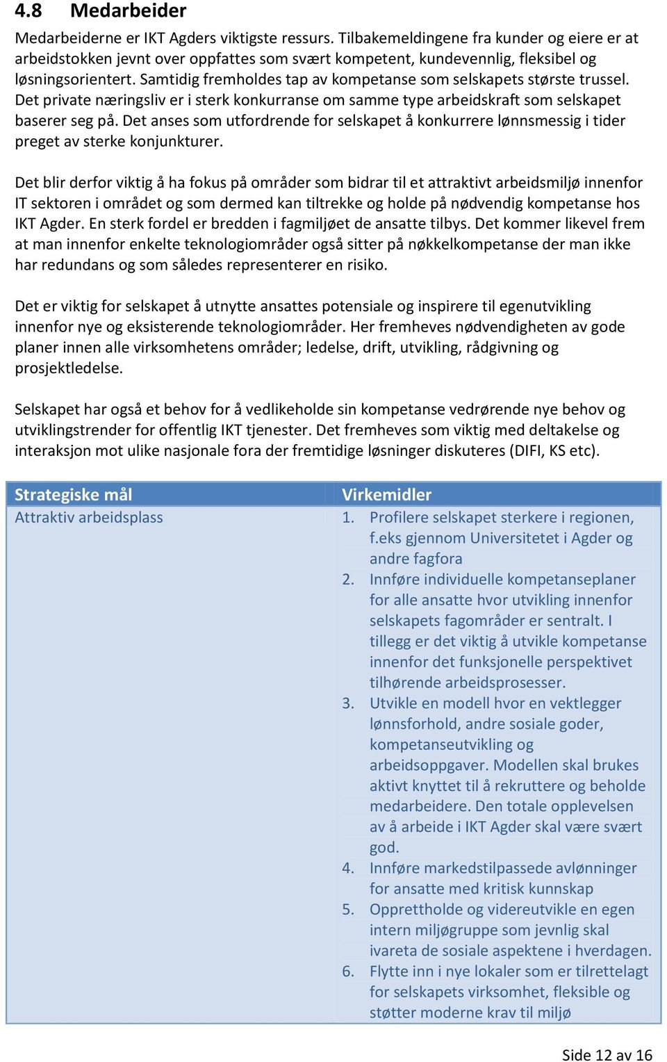 Samtidig fremholdes tap av kompetanse som selskapets største trussel. Det private næringsliv er i sterk konkurranse om samme type arbeidskraft som selskapet baserer seg på.