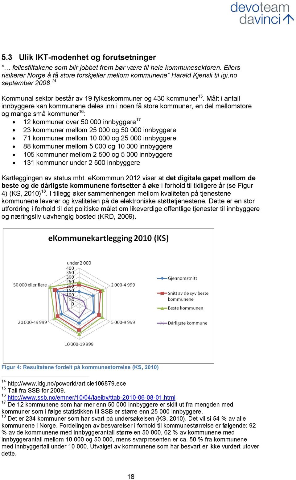 Målt i antall innbyggere kan kommunene deles inn i noen få store kommuner, en del mellomstore og mange små kommuner 16 : 12 kommuner over 50 000 innbyggere 17 23 kommuner mellom 25 000 og 50 000