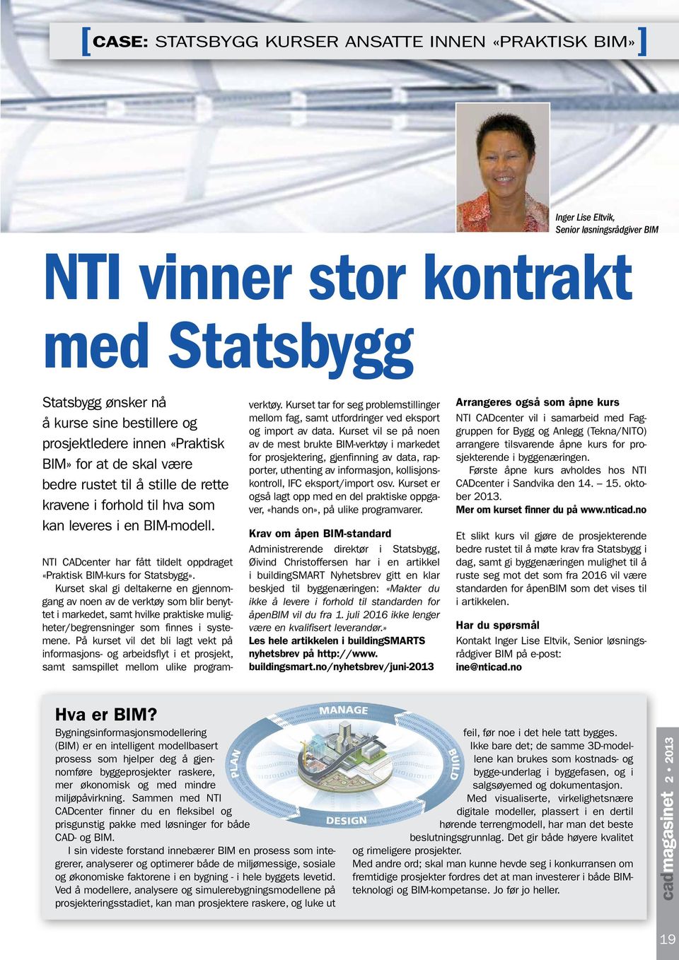 NTI CADcenter har fått tildelt oppdraget «Praktisk BIM-kurs for Statsbygg».