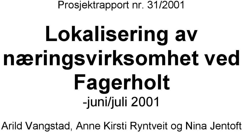 næringsvirksomhet ved Fagerholt