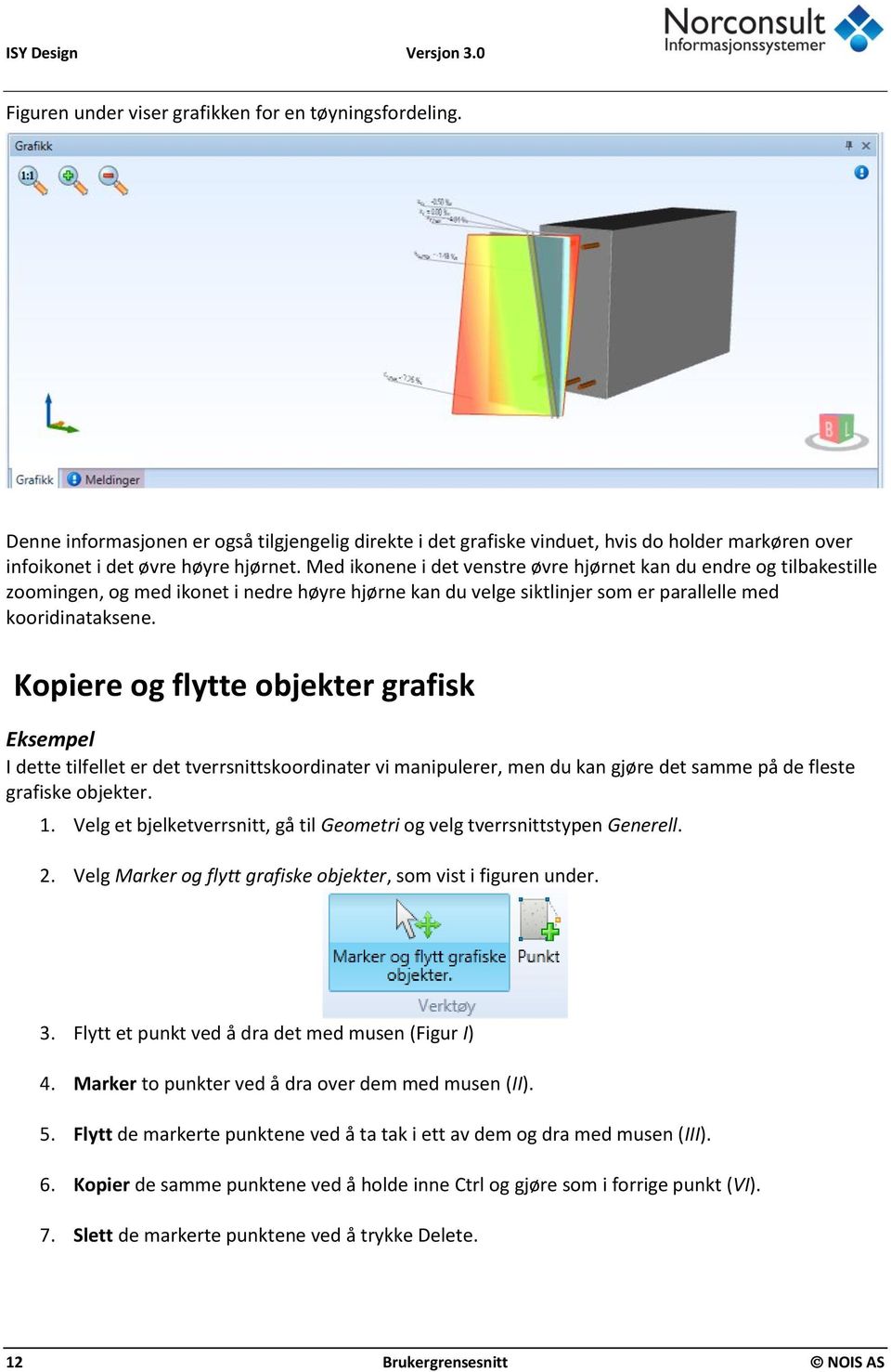 Med ikonene i det venstre øvre hjørnet kan du endre og tilbakestille zoomingen, og med ikonet i nedre høyre hjørne kan du velge siktlinjer som er parallelle med kooridinataksene.