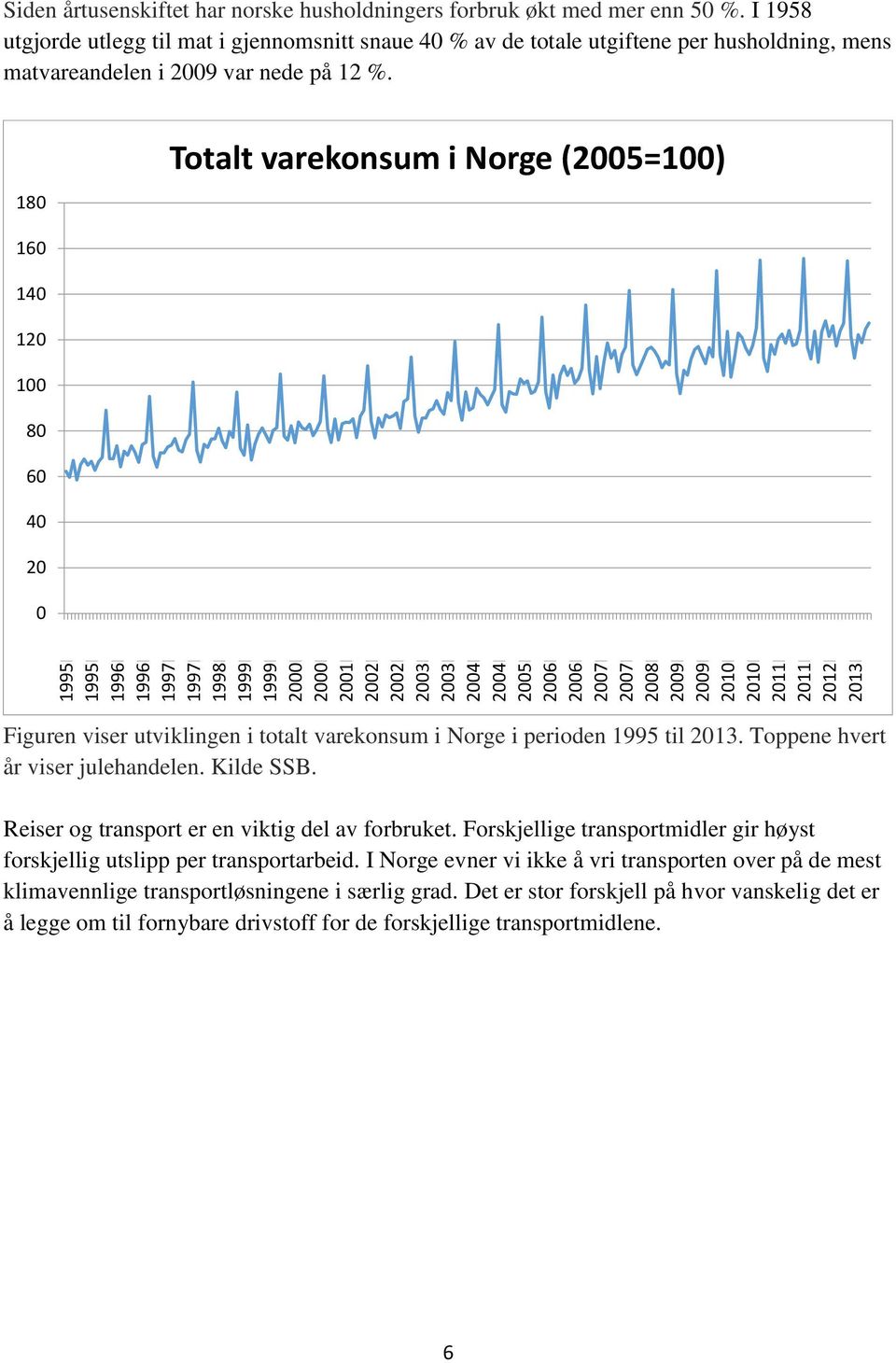 I 1958 utgjorde utlegg til mat i gjennomsnitt snaue 40 % av de totale utgiftene per husholdning, mens matvareandelen i 2009 var nede på 12 %.