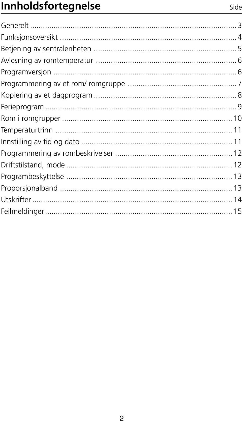 .. 7 Kopiering av et dagprogram... 8 Ferieprogram... 9 Rom i romgrupper... 10 Temperaturtrinn.