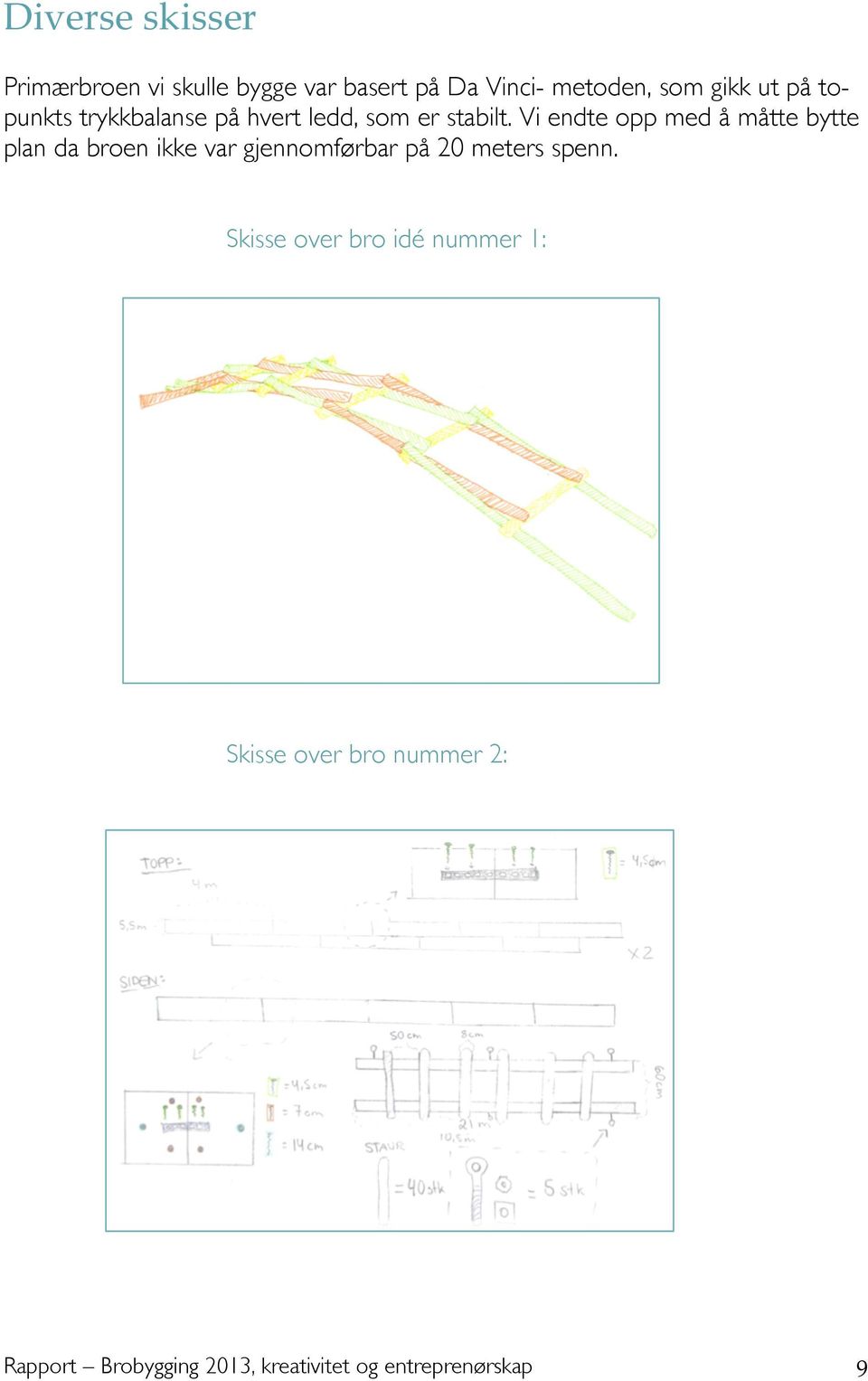 Vi endte opp med å måtte bytte plan da broen ikke var gjennomførbar på 20 meters spenn.