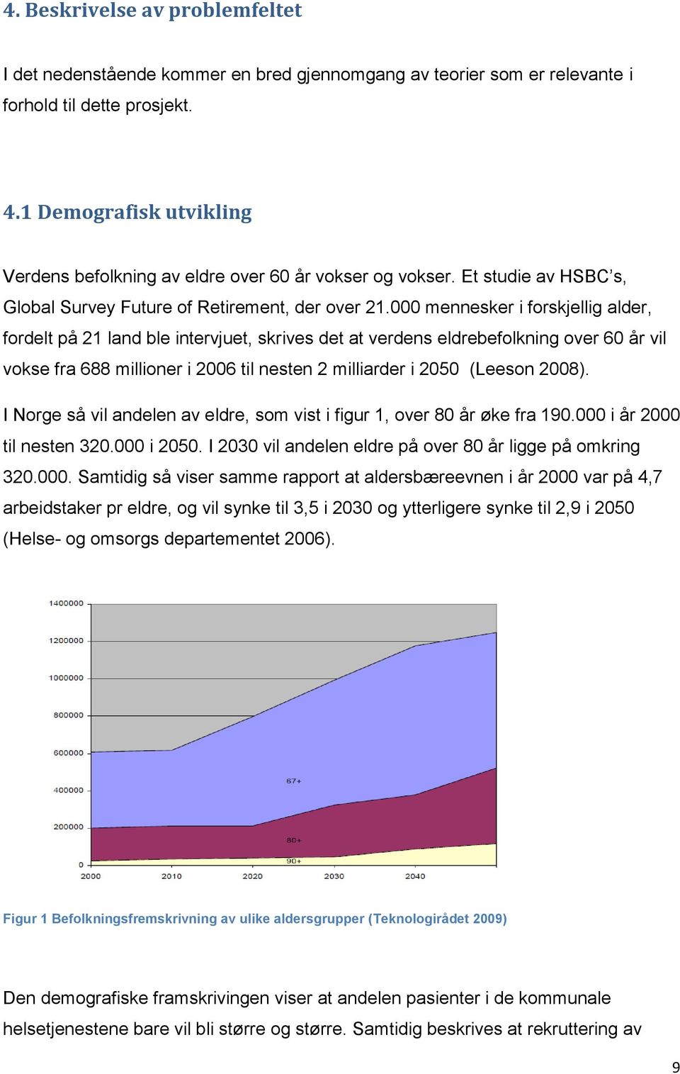 000 mennesker i forskjellig alder, fordelt på 21 land ble intervjuet, skrives det at verdens eldrebefolkning over 60 år vil vokse fra 688 millioner i 2006 til nesten 2 milliarder i 2050 (Leeson 2008).