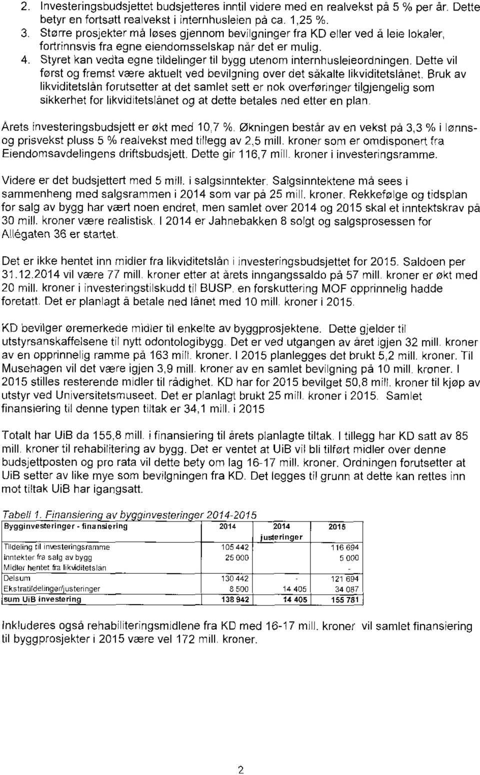 Styret kan vedta egne tildelinger til bygg utenom internhusleieordningen. Dette vil først og fremst være aktuelt ved bevilgning over det såkalte likviditetslånet.