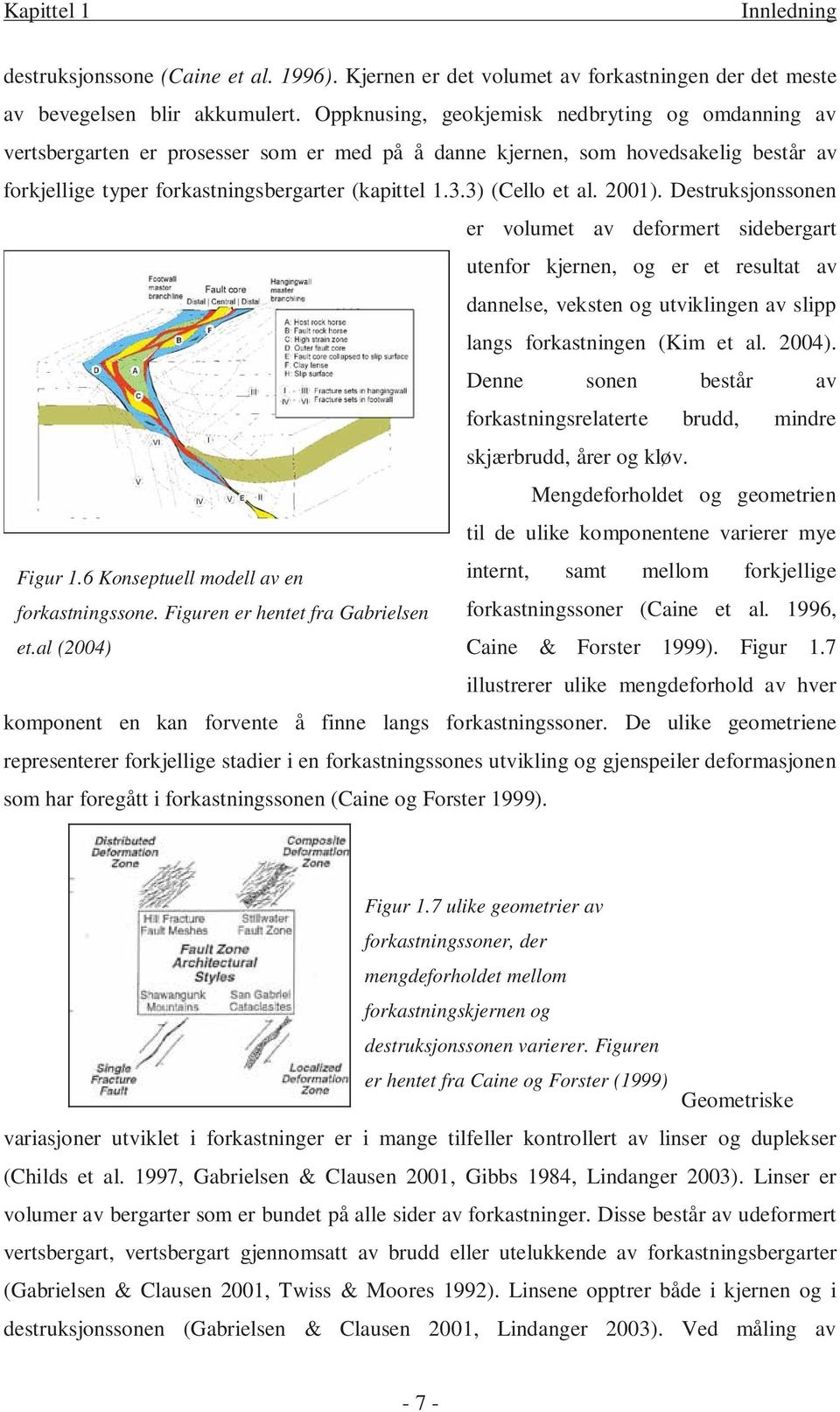 3) (Cello et al. 2001). Destruksjonssonen er volumet av deformert sidebergart utenfor kjernen, og er et resultat av dannelse, veksten og utviklingen av slipp langs forkastningen (Kim et al. 2004).