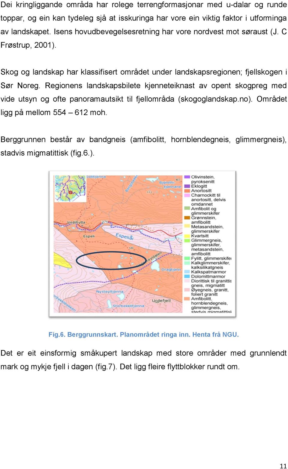 Regionens landskapsbilete kjenneteiknast av opent skogpreg med vide utsyn og ofte panoramautsikt til fjellområda (skogoglandskap.no). Området ligg på mellom 554 612 moh.