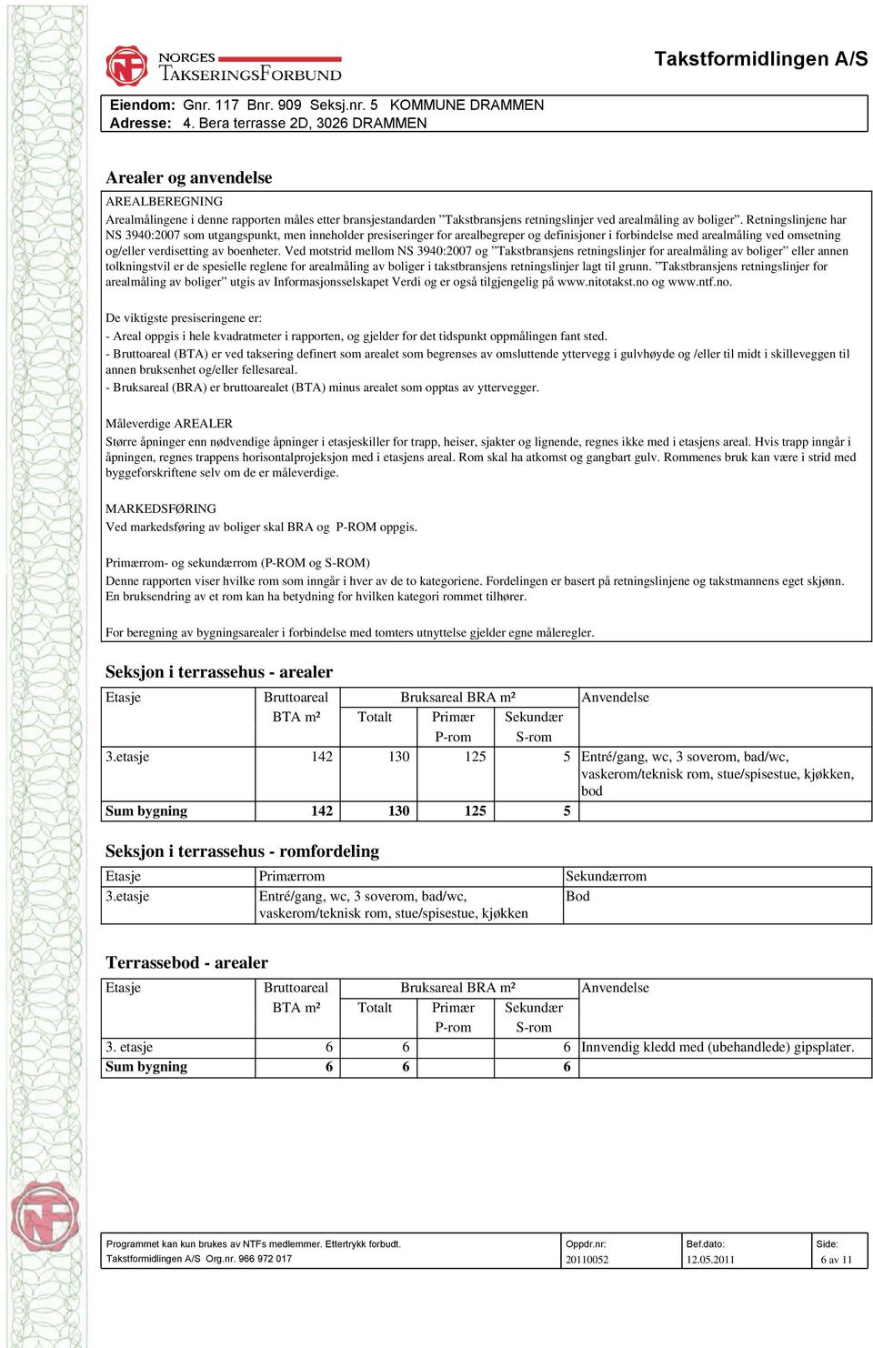 Ved motstrid mellom NS 3940:2007 og Takstbransjens retningslinjer for arealmåling av boliger eller annen tolkningstvil er de spesielle reglene for arealmåling av boliger i takstbransjens