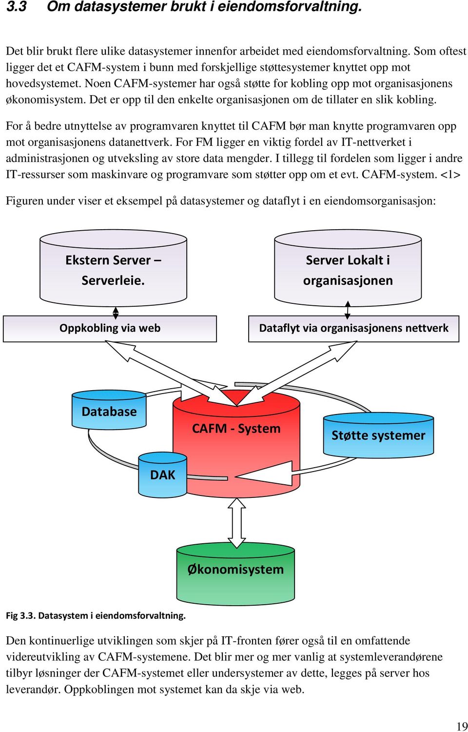 Det er opp til den enkelte organisasjonen om de tillater en slik kobling. For å bedre utnyttelse av programvaren knyttet til CAFM bør man knytte programvaren opp mot organisasjonens datanettverk.