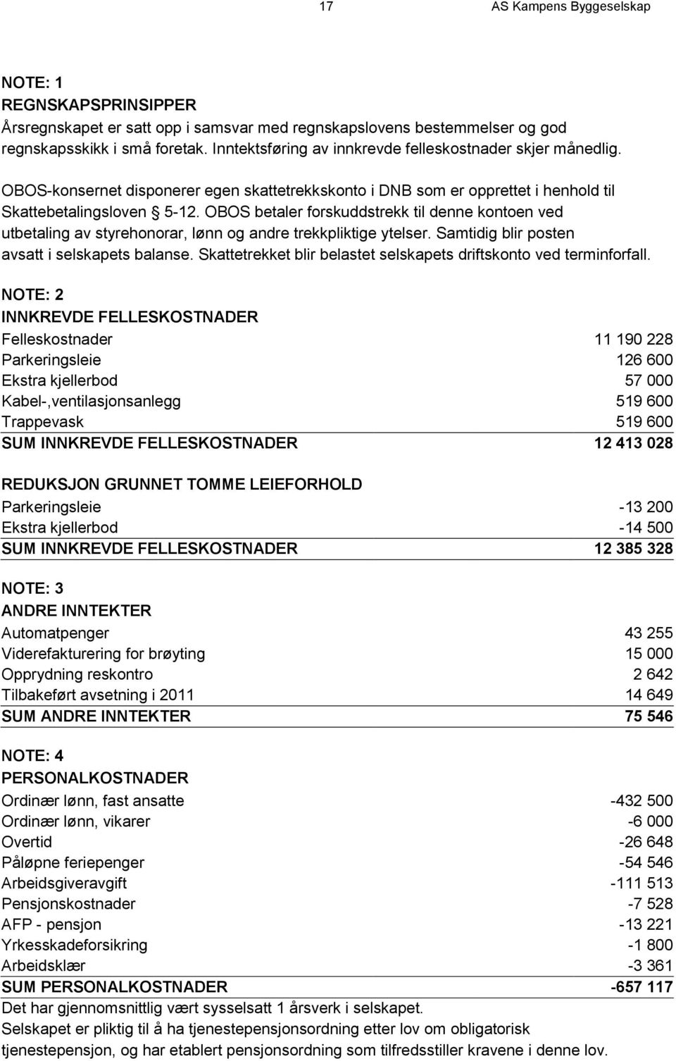 OBOS betaler forskuddstrekk til denne kontoen ved utbetaling av styrehonorar, lønn og andre trekkpliktige ytelser. Samtidig blir posten avsatt i selskapets balanse.