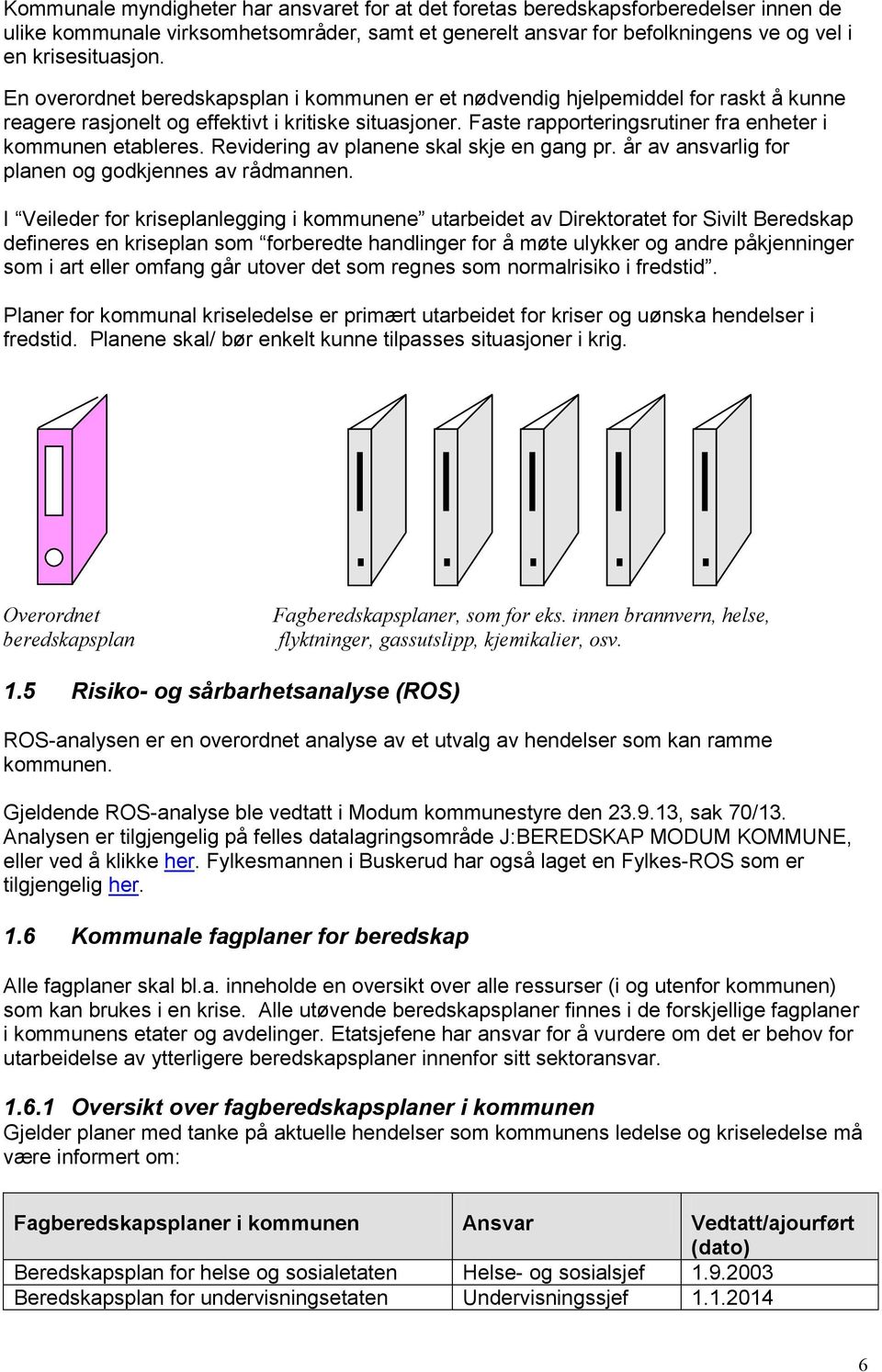 Faste rapporteringsrutiner fra enheter i kommunen etableres. Revidering av planene skal skje en gang pr. år av ansvarlig for planen og godkjennes av rådmannen.