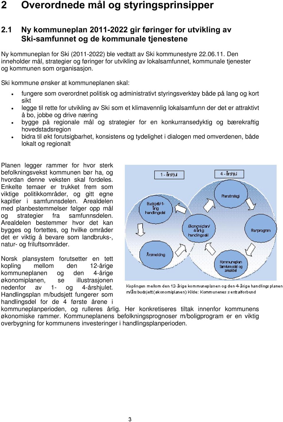 Ski kommune ønsker at kommuneplanen skal: fungere som overordnet politisk og administrativt styringsverktøy både på lang og kort sikt legge til rette for utvikling av Ski som et klimavennlig
