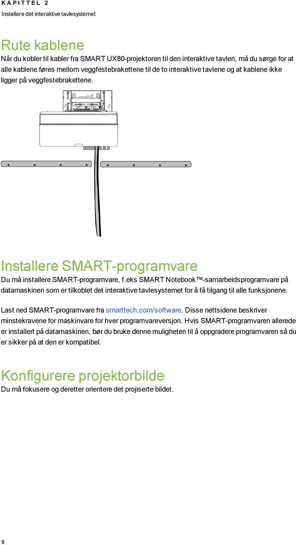 eks SMART Notebook -samarbeidsprogramvare på datamaskinen som er tilkoblet det interaktive tavlesystemet for å få tilgang til alle funksjonene. Last ned SMART-programvare fra smarttech.com/software.