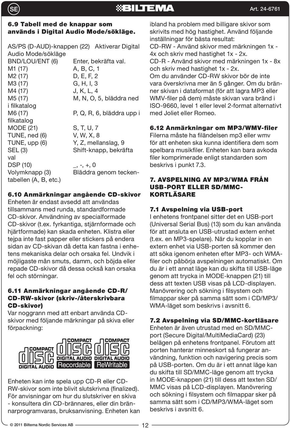 (6) V, W, X, 8 TUNE, upp (6) Y, Z, mellanslag, 9 SEL (3) Shift-knapp, bekräfta val DSP (10) _, -, +, 0 Volymknapp (3) Bläddra genom teckentabellen (A, B, etc.) 6.