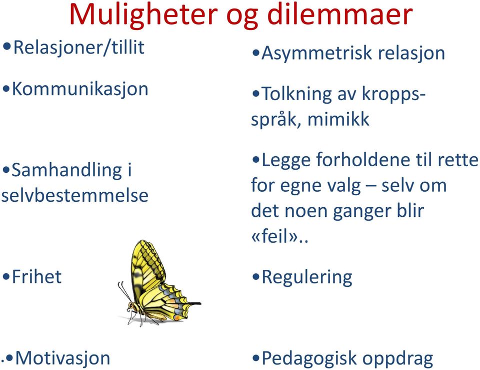 selvbestemmelse Frihet Legge forholdene til rette for egne valg