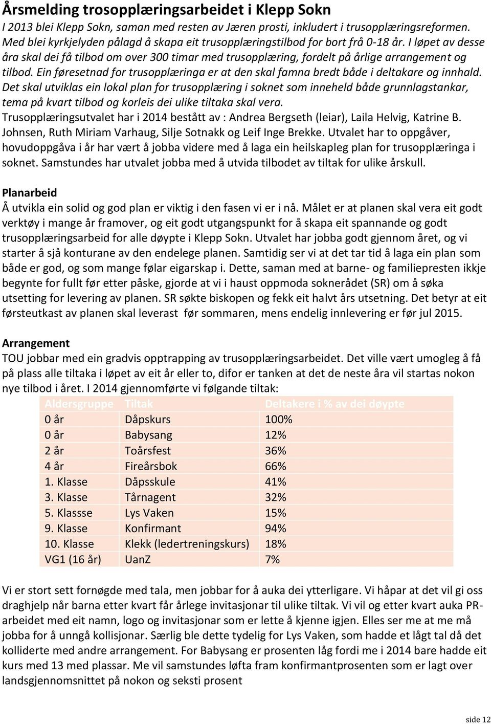 Ein føresetnad for trusopplæringa er at den skal famna bredt både i deltakare og innhald.