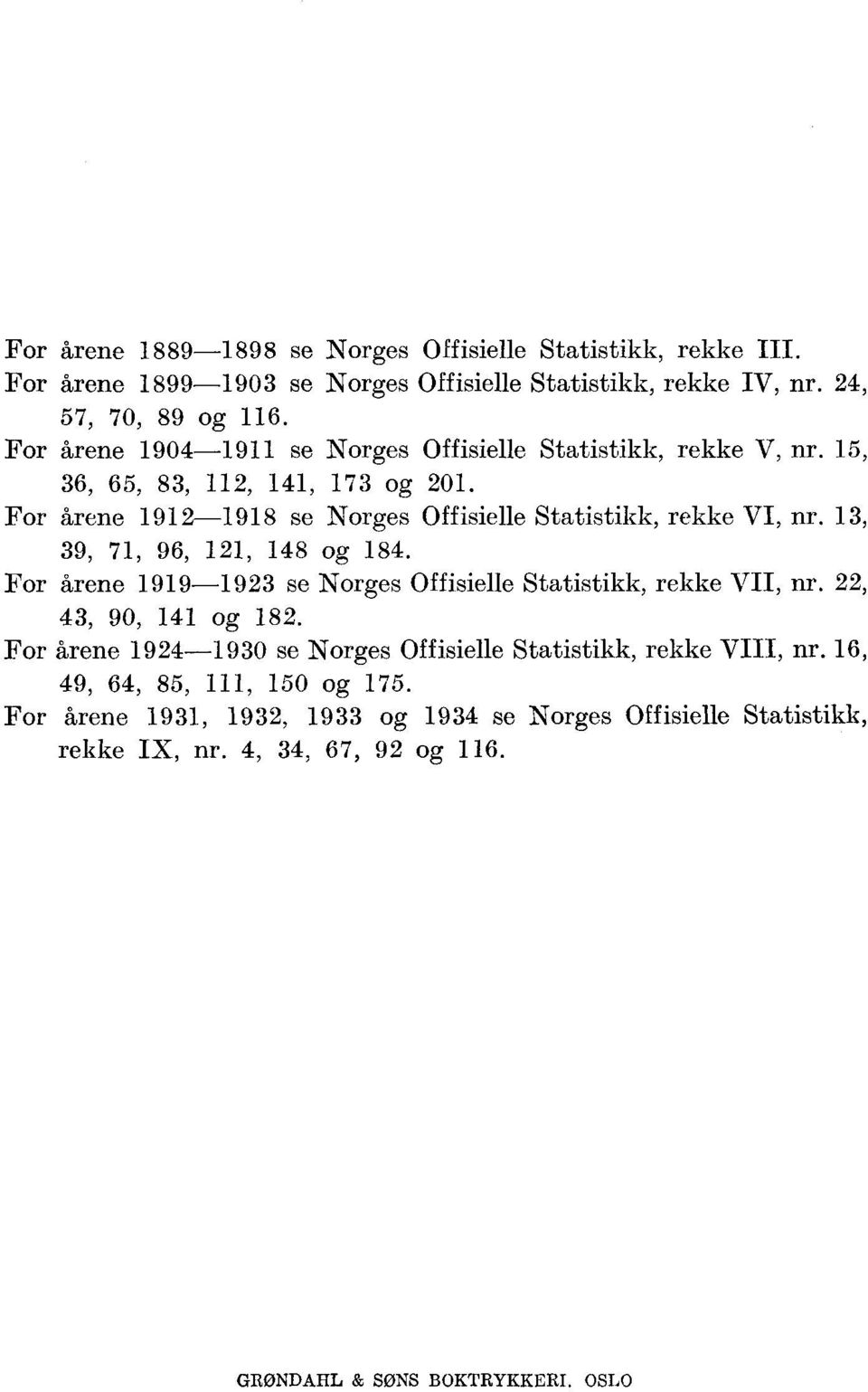 Fr årene - se Nrges Offisielle Statistikk, rekke VI, nr.,,,,, g.