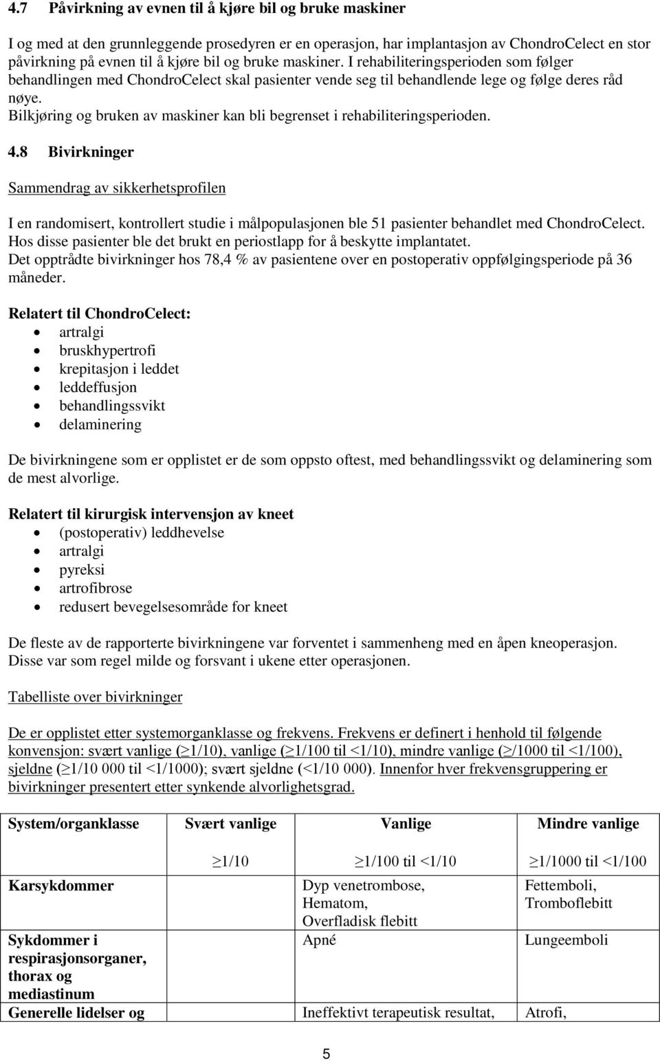 Bilkjøring og bruken av maskiner kan bli begrenset i rehabiliteringsperioden. 4.