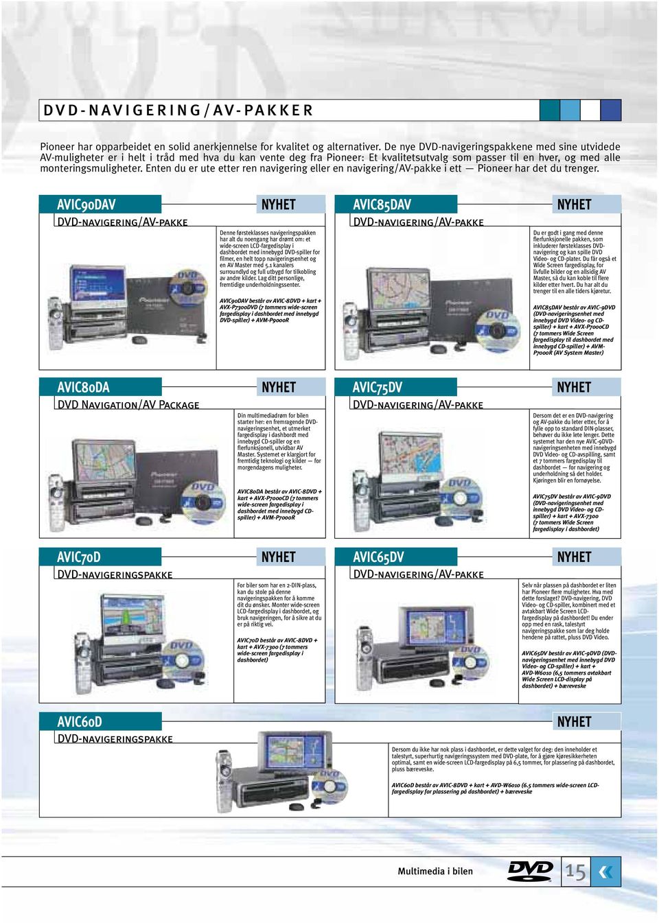 Enten du er ute etter ren navigering eller en navigering/av-pakke i ett Pioneer har det du trenger.