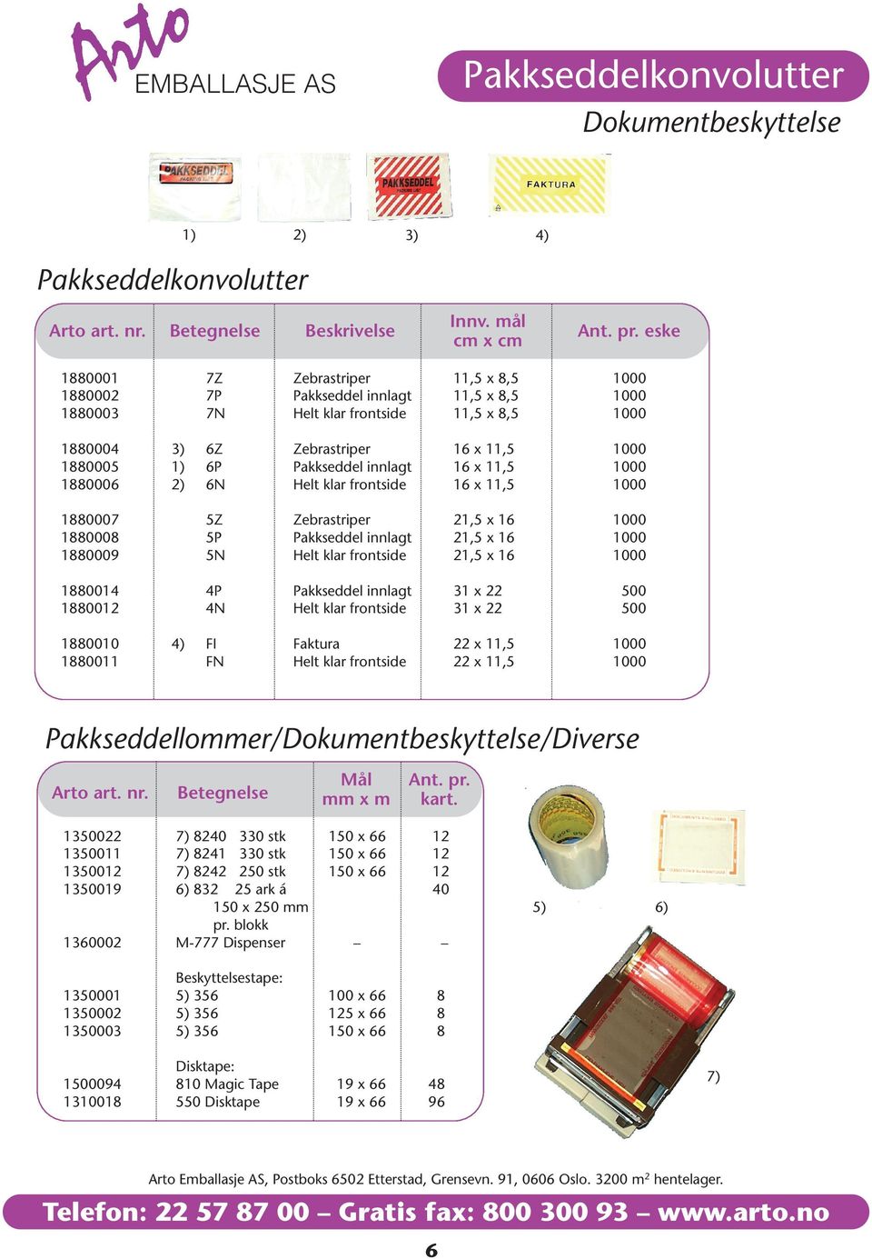 1) 6P Pakkseddel innlagt 16 x 11,5 1000 1880006 2) 6N Helt klar frontside 16 x 11,5 1000 1880007 5Z Zebrastriper 21,5 x 16 1000 1880008 5P Pakkseddel innlagt 21,5 x 16 1000 1880009 5N Helt klar