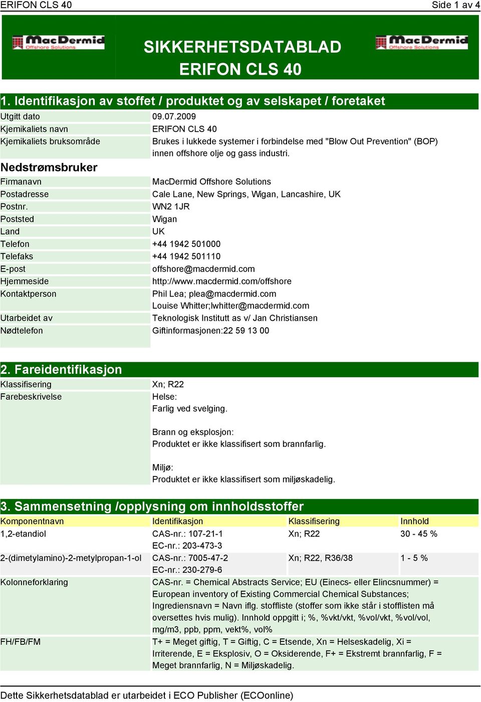 Nedstrømsbruker Firmanavn Postadresse Postnr.