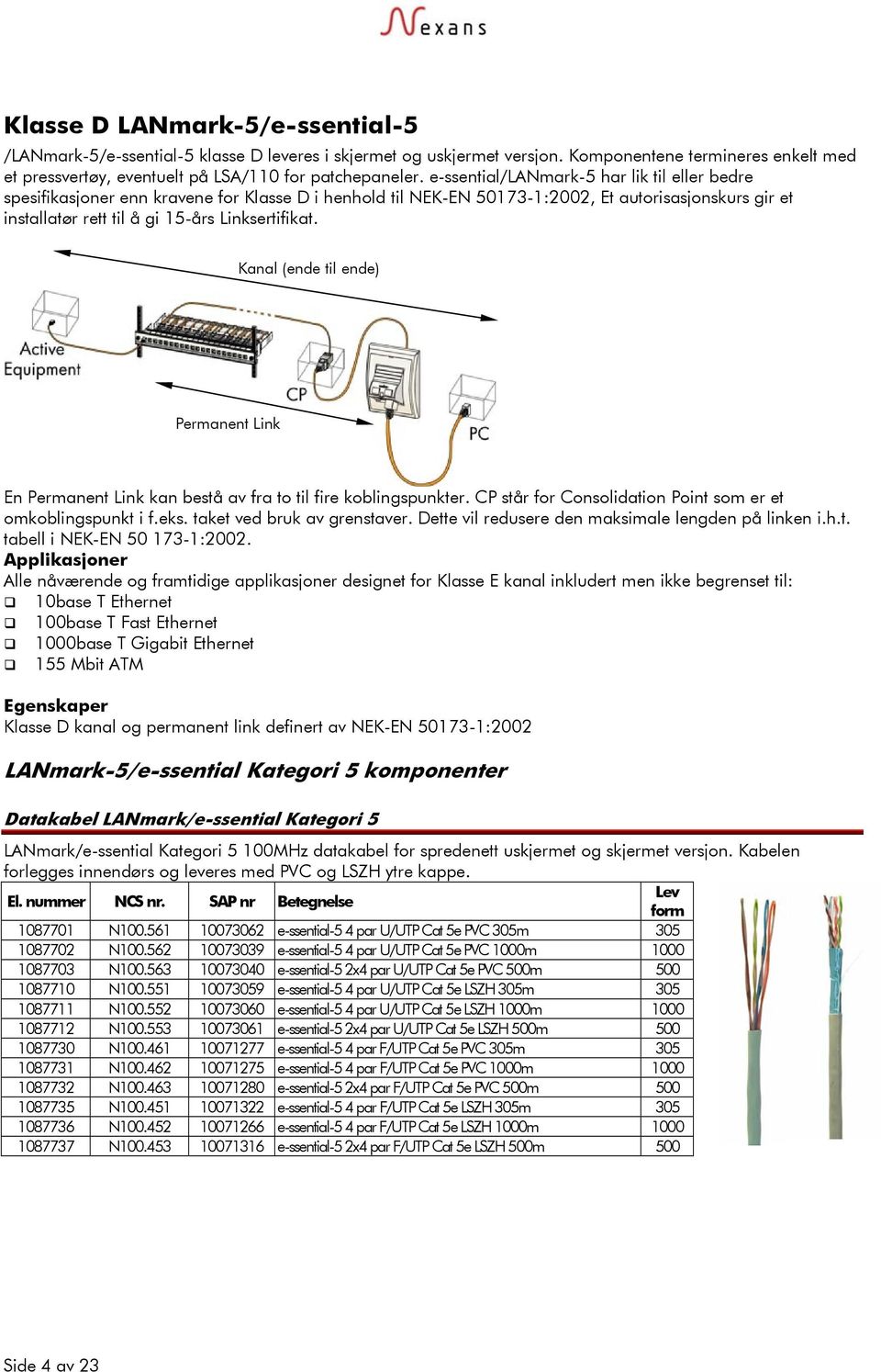 Kanal (ende til ende) Permanent Link En Permanent Link kan bestå av fra to til fire koblingspunkter. CP står for Consolidation Point som er et omkoblingspunkt i f.eks. taket ved bruk av grenstaver.