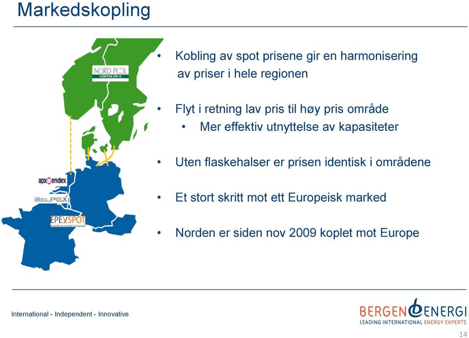 utnyttelse av kapasiteter Uten flaskehalser er prisen identisk i områdene