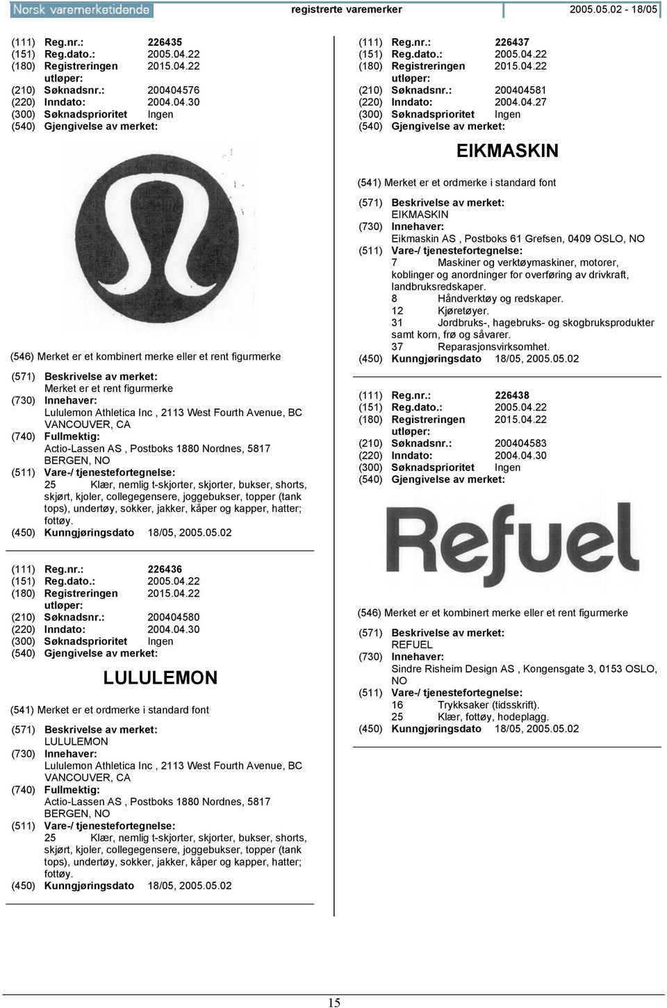 22 (180) Registreringen 2015.04.