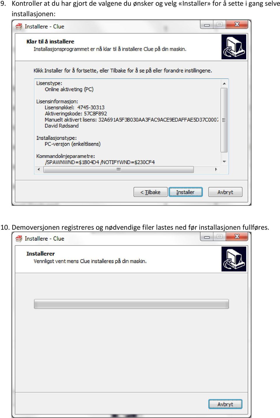 installasjonen: 10.