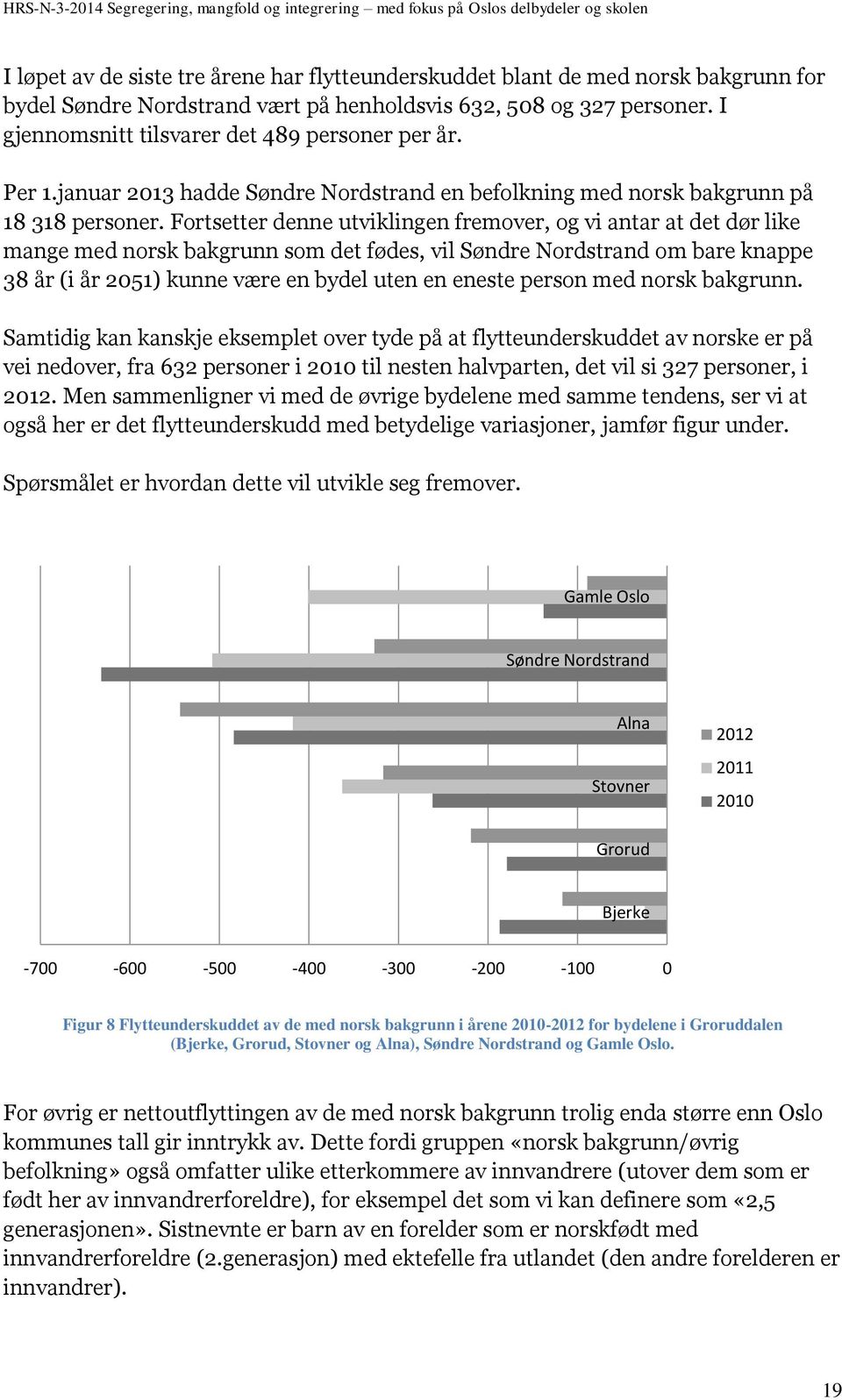 Fortsetter denne utviklingen fremover, og vi antar at det dør like mange med norsk bakgrunn som det fødes, vil Søndre Nordstrand om bare knappe 38 år (i år 2051) kunne være en bydel uten en eneste