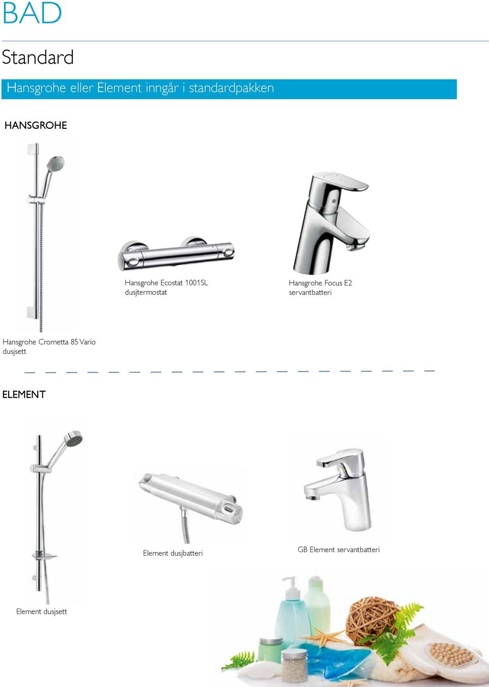 Focus E2 servantbatteri Hansgrohe Crometta 85 Vario dusjsett