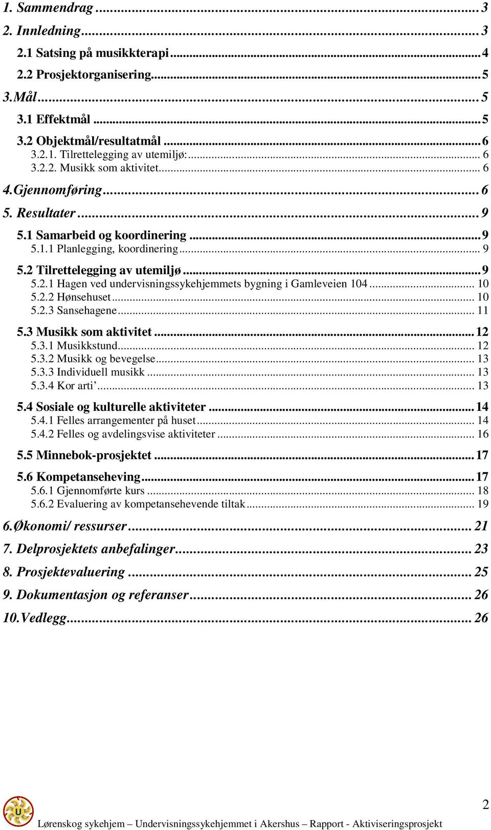 .. 10 5.2.2 Hønsehuset... 10 5.2.3 Sansehagene... 11 5.3 Musikk som aktivitet...12 5.3.1 Musikkstund... 12 5.3.2 Musikk og bevegelse... 13 5.3.3 Individuell musikk... 13 5.3.4 Kor arti... 13 5.4 Sosiale og kulturelle aktiviteter.